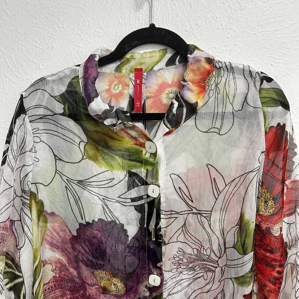 Ic Collection Floral Button-Down Blouse - image 3